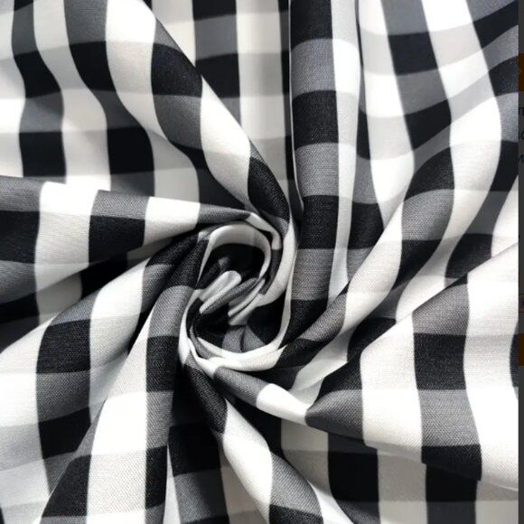 Black & White Gingham Maxi Skirt A-Line High Waist A-Line with Pockets - Picture 5 of 8